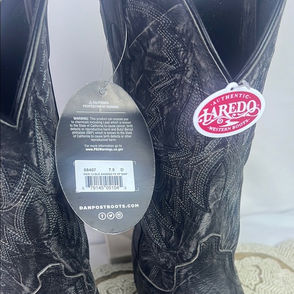 Laredo Black Sanded Western Boots - Picture 6 of 15